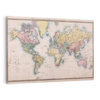 Obraz na płótnie 70x50 - Światło Przeszłości - retro mapa świata, mapa
