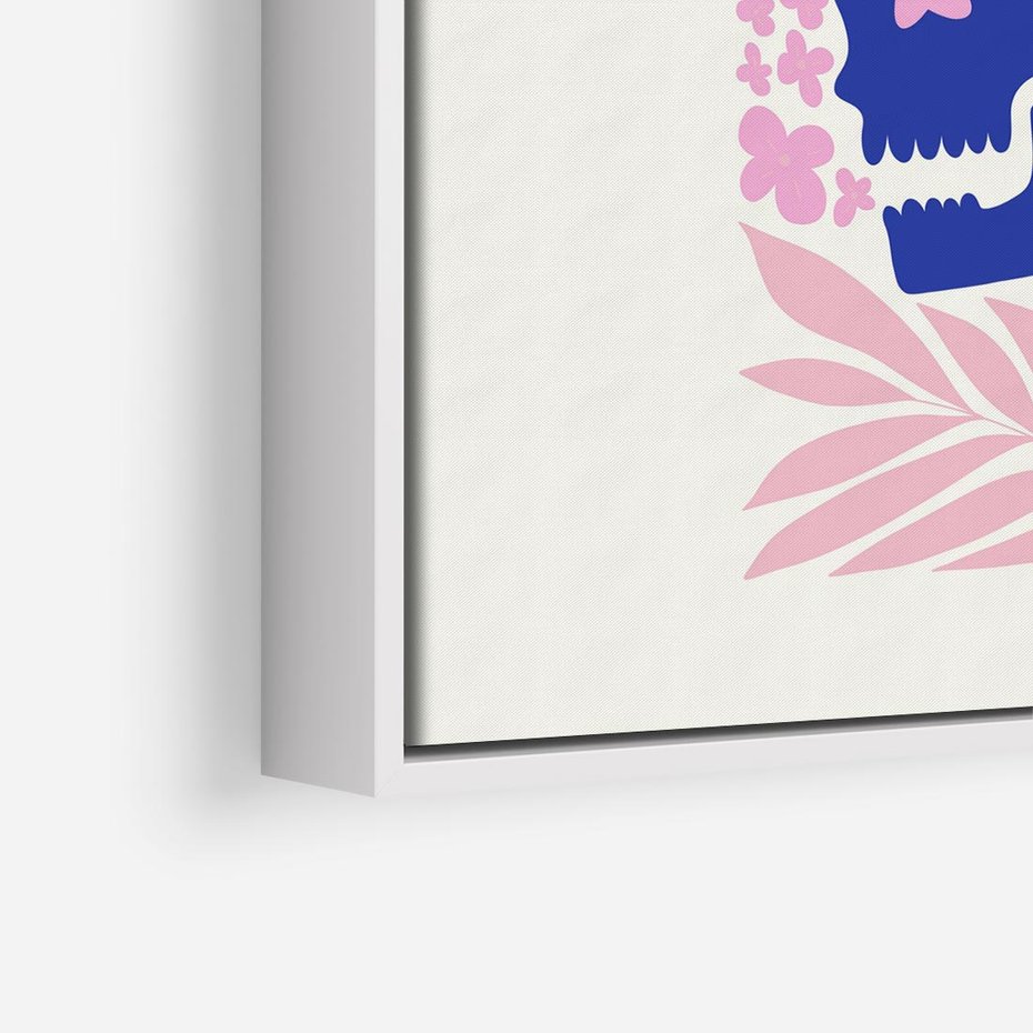 Obraz w ramie 80x80 - Żart z Czaszką - abstrakcja, sztuka nowoczesna - rama biała