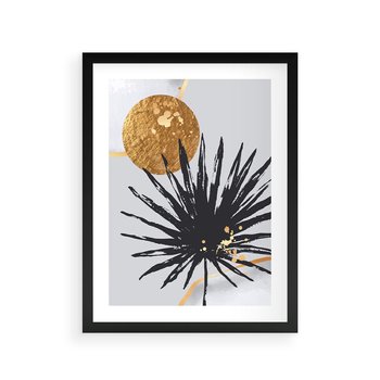Plakat w ramie 50x70 - Sztuka Palmy - palma, czarna grafika - rama czarna