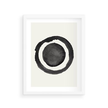 Plakat w ramie 30x40 - Bezgraniczne Widoki - abstrakcyjne plamy okręgi, akwarelowe - rama biała