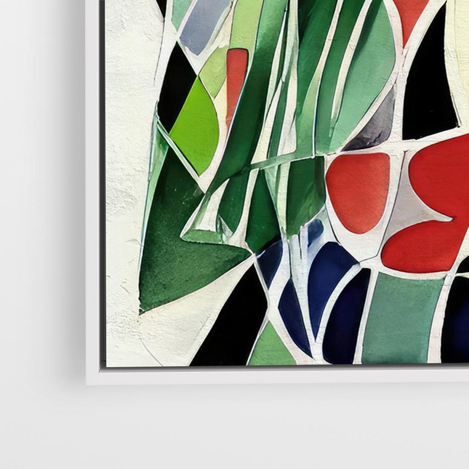 Obraz w ramie 70x50 - Taniec Plam i Kształtów - abstrakcyjny akwarelowy obraz, plamy - rama biała