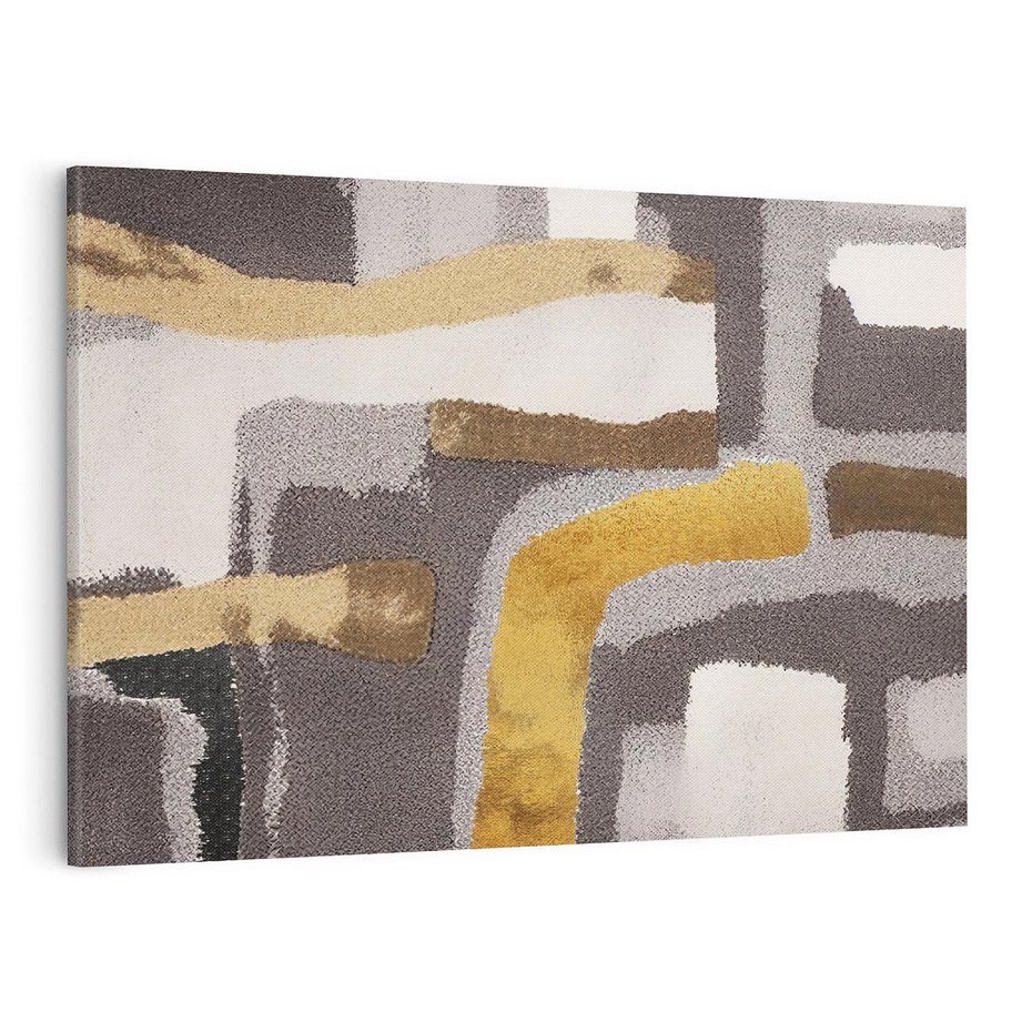 Obraz na płótnie 120x80 - Złote Krzywe - abstrakcja, krzywe linie