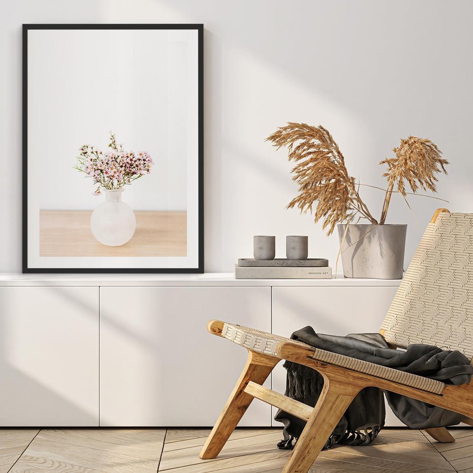 Plakat bez ramy 50x70 - Kwiaty w Minimalistycznym Wazonie - kwiaty, wazon