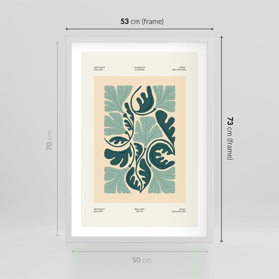 Plakat w ramie 50x70 - Podróżne Impresje - roślinne motywy, ornamenty - rama biała