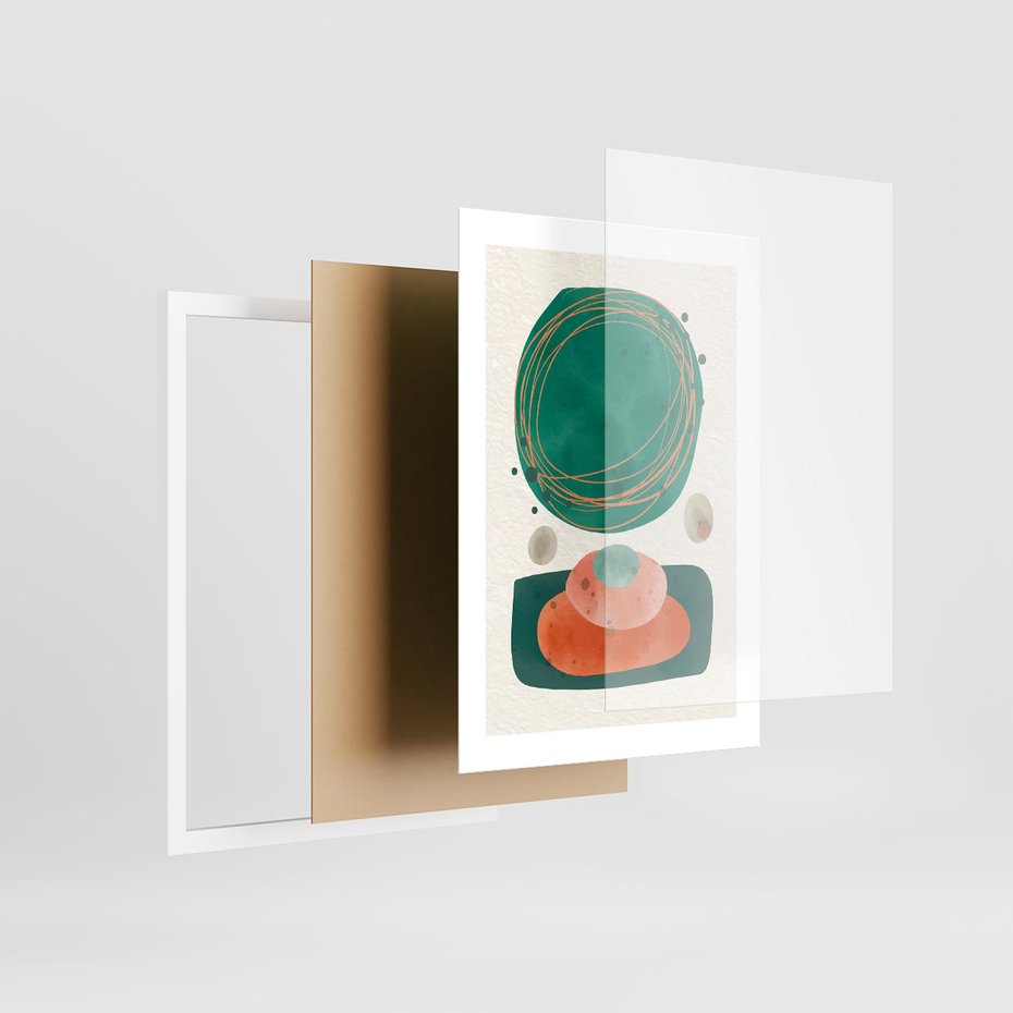 Plakat w ramie 30x40 - Rozmyte Granice - abstrakcyjne plamy, zielony - rama biała