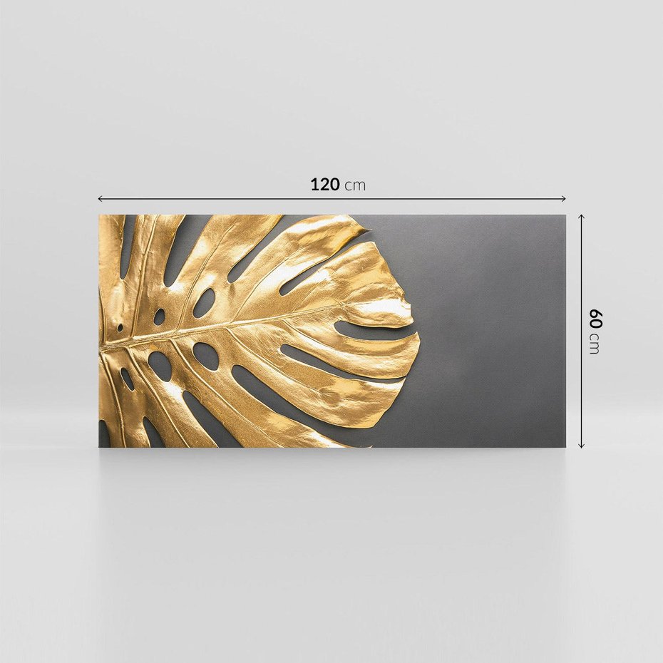 Obraz na płótnie 120x60 - Złoty Liść Monstera - złoty, liść