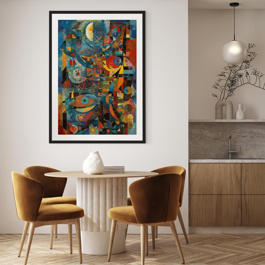 Plakat bez ramy 21x30 - Migotliwe Przesunięcia Konturów - abstrakcyjny obraz, sztuka abstrakcji