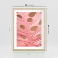 Plakat w ramie 30x40 - Różowy Liść Monstery - różowy liść monstery, nowoczesna fotografia - rama drewno