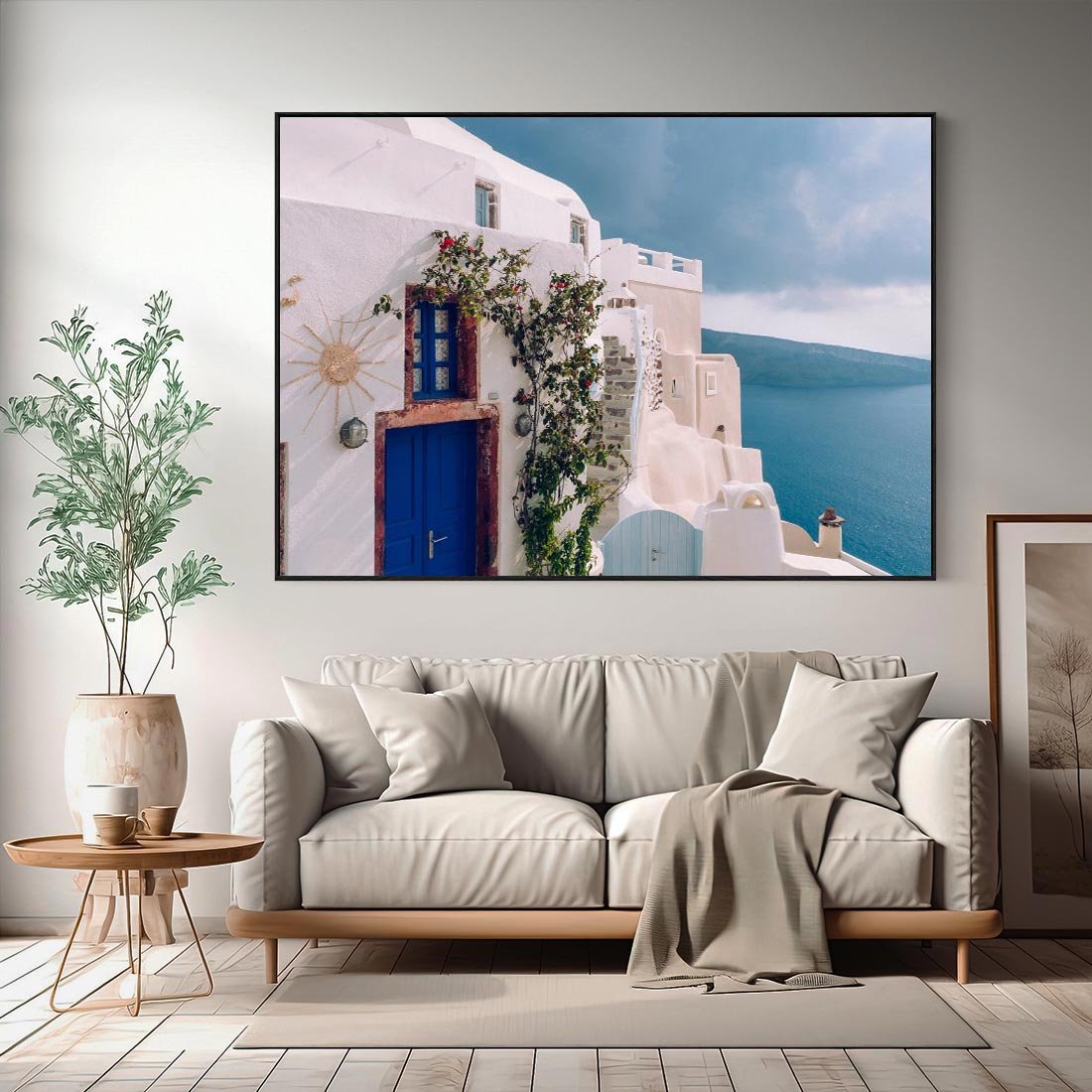 Obraz w ramie 100x70 - Urok Greckiej Wyspy - Santorini, Grecja - rama czarna