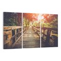 Obraz na płótnie 120x80 - Optyczne wrażenie na drewnianym moście - most, drewniany