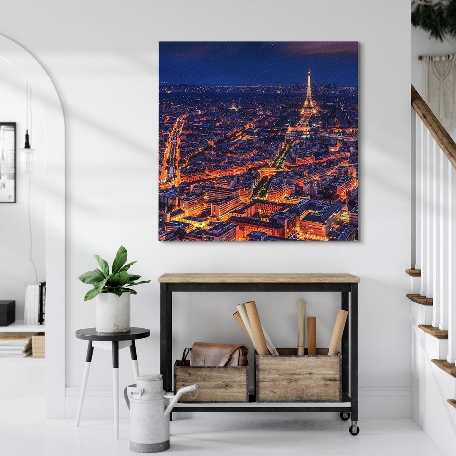 Obraz na płótnie 40x40 - Nocne impresje Paryża - Paryż, noc