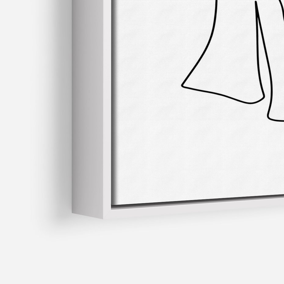 Obraz w ramie 70x100 - Zaklęte Linie - szkic kobiety, jedną linia - rama biała