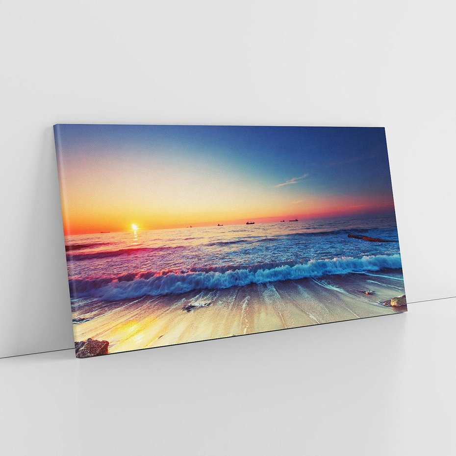 Obraz na płótnie 120x60 - Morze, plaża, statki - morze, plaża