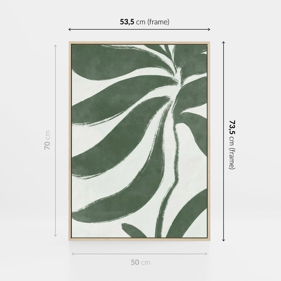 Obraz w ramie 50x70 - Zieleń Wewnętrznego Spokoju - zielony plakat, roślinne inspiracje - rama drewno