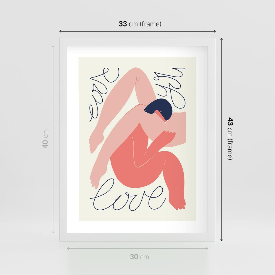 Plakat w ramie 30x40 - Dźwięk ciszy na płótnie - para zakochanych, graficzny obraz - rama biała