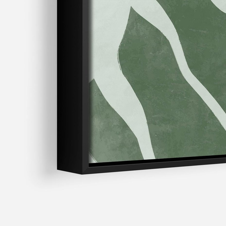 Obraz w ramie 50x50 - Zieleń Odpoczynku - zielony plakat, nieregularne splątane linie - rama czarna