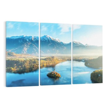 Obraz na płótnie 120x80 - Zamek pośrodku jeziora - jezioro, góry