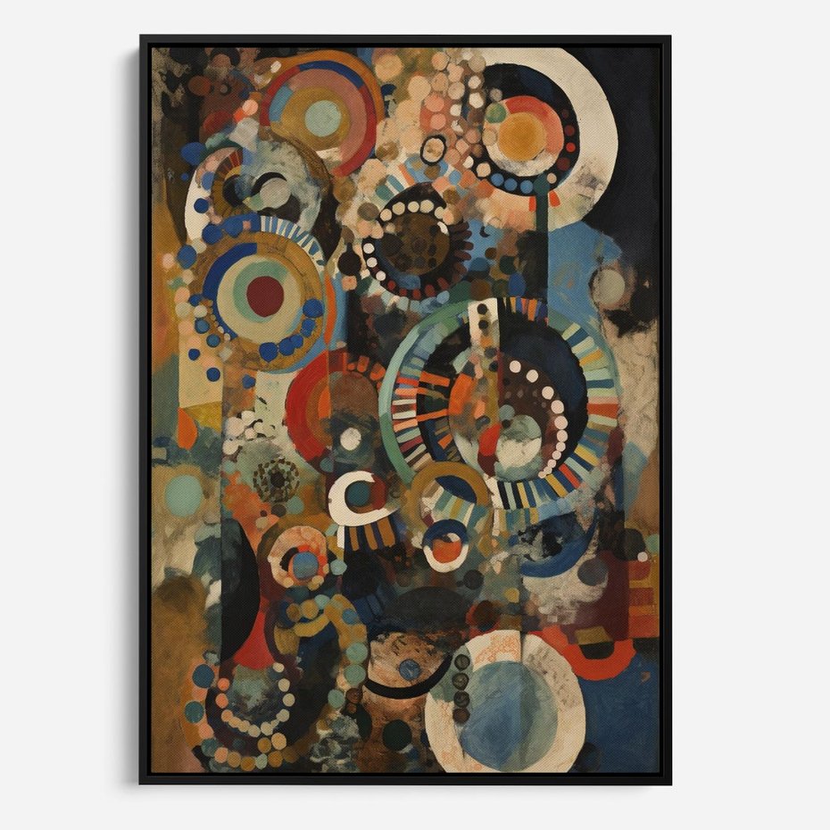 Obraz w ramie 50x70 - Podróżne Wizje Aberracji - abstrakcyjny obraz, mnogość kolorów - rama czarna