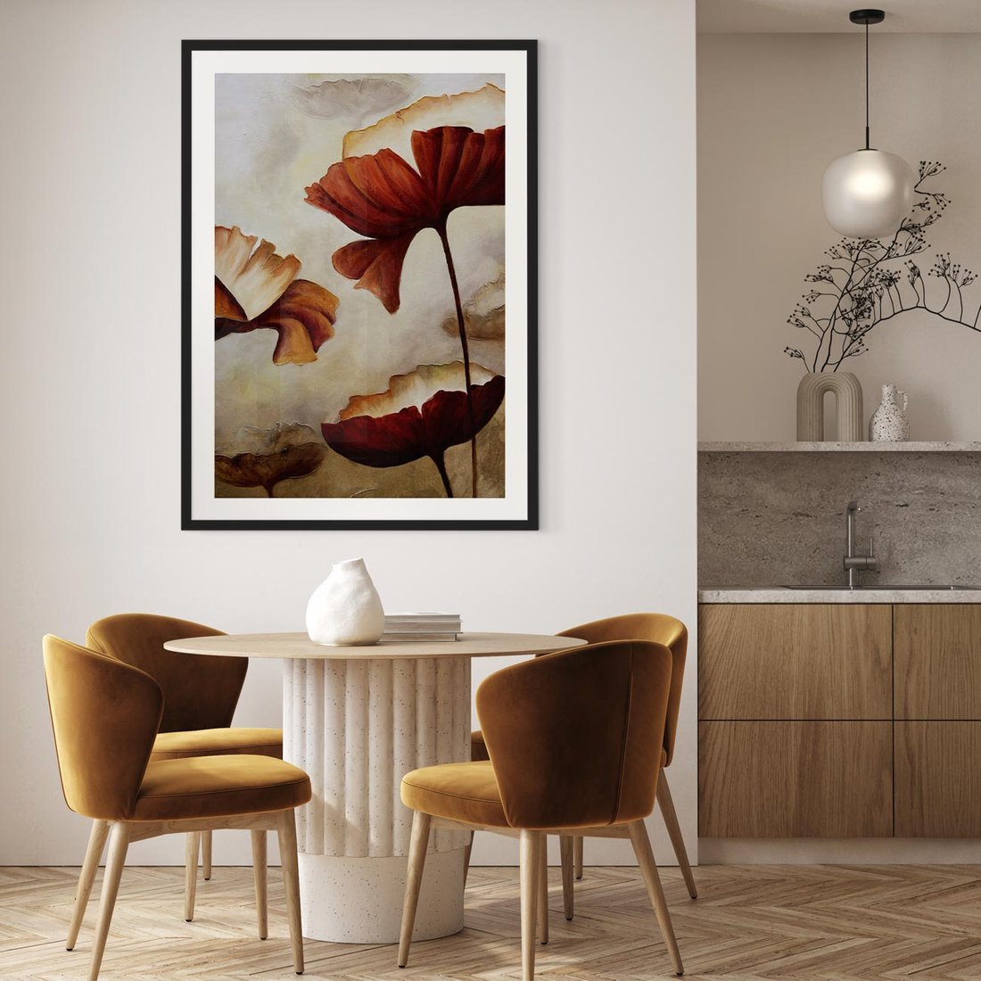 Plakat w ramie 50x70 - Sztuka Kwiatów - kwiaty, sztuka - rama czarna