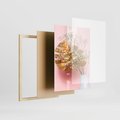 Zestaw obrazy w ramie 40x50 galeria - Złote, liście, monstera, kwiaty - rama drewno
