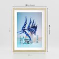 Plakat w ramie 30x40 - Intensywny Kolor Natury - liście, kobalt - rama drewno