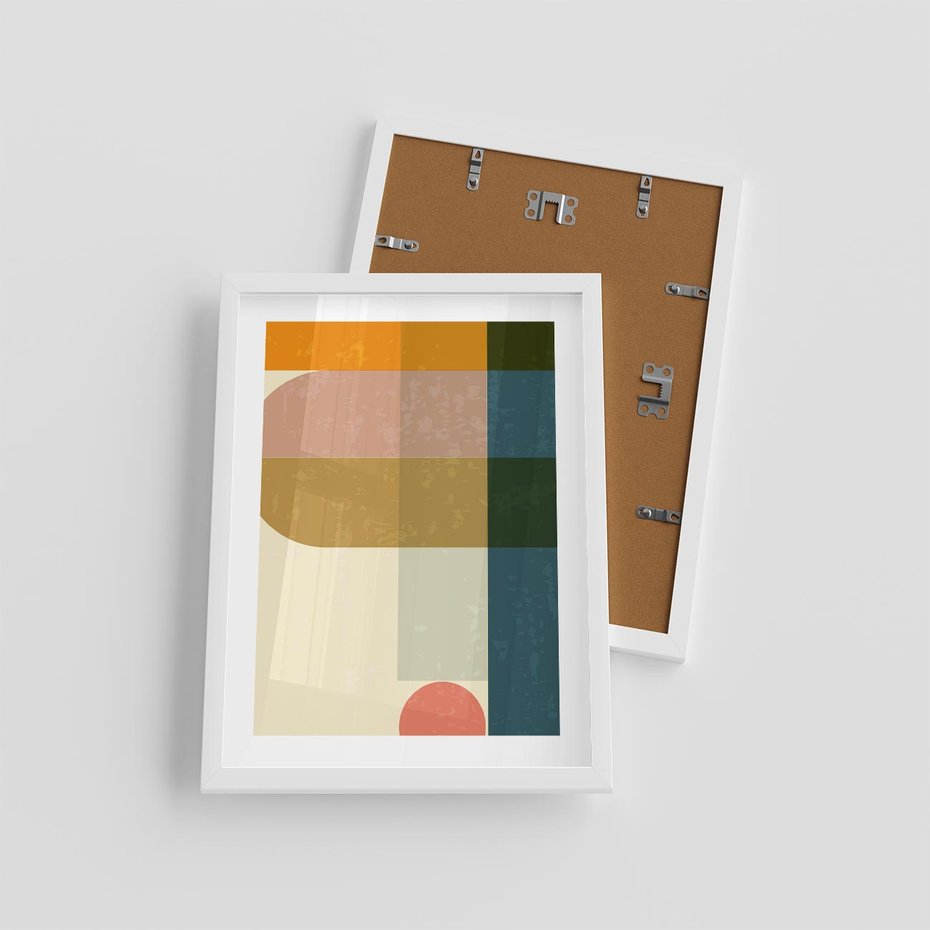 Plakat w ramie 30x40 - Geometryczna Grafika na Plakacie - geometryczna nowoczesna grafika, minimalizm - rama biała