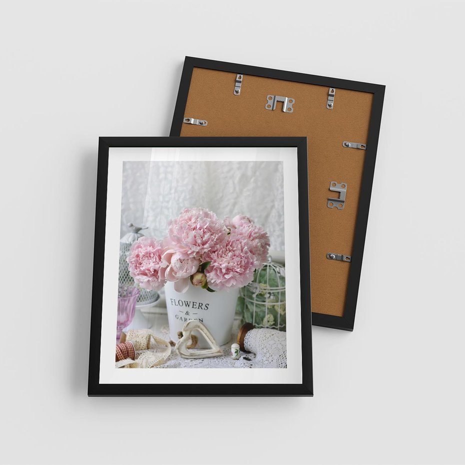 Plakat w ramie 40x50 - Miłość w powietrzu - kwiaty, romantyczne - rama czarna
