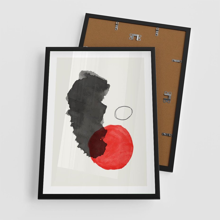 Plakat w ramie 50x70 - Wibracje Linii - abstrakcyjne nieregularne plamy, czarny - rama czarna