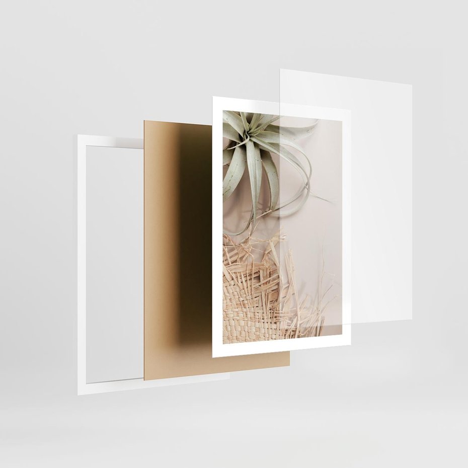 Plakat w ramie 50x70 - Aloes w Stylu Boho - kompozycja, wiklina - rama biała