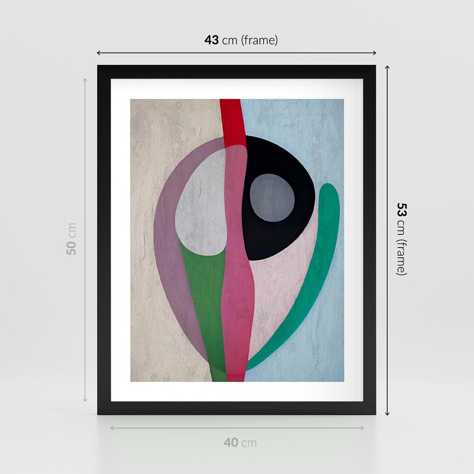 Plakat w ramie 40x50 - Wibracje Kolorów Marzeń - abstrakcyjne dziwne kształty, olejny obraz - rama czarna