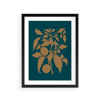 Plakat w ramie 50x70 - Boho Ekspresja Emocji - abstrakcyjna boho grafika, ciemne zielone tłó - rama czarna