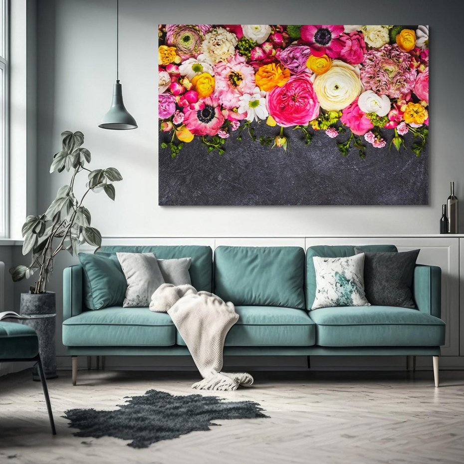 Obraz na płótnie 120x80 - Kompozycje kwiatowe: harmonia natury - kwiaty, kompozycja