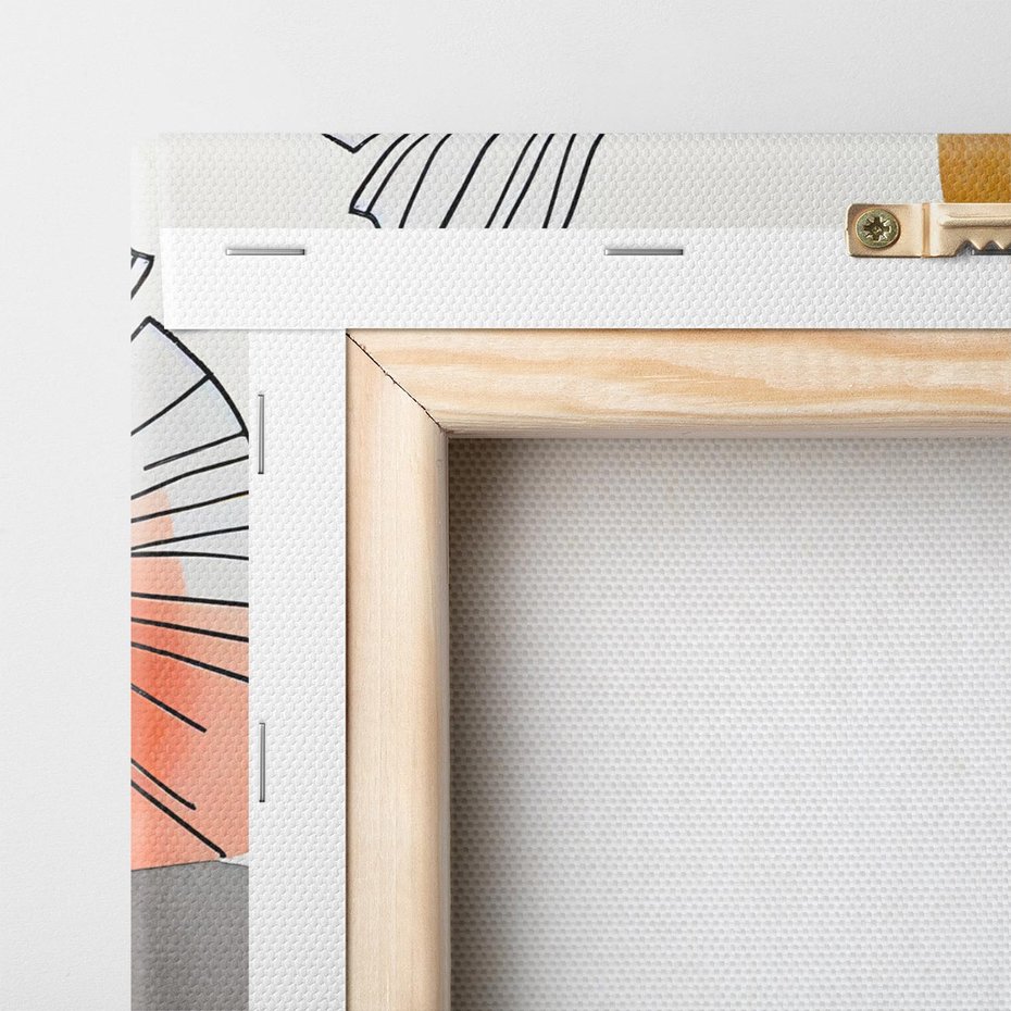 Obraz na płótnie 120x60 - Roślinny Szkic - abstrakcyjne, nieregularne plamy łososiowego koloru