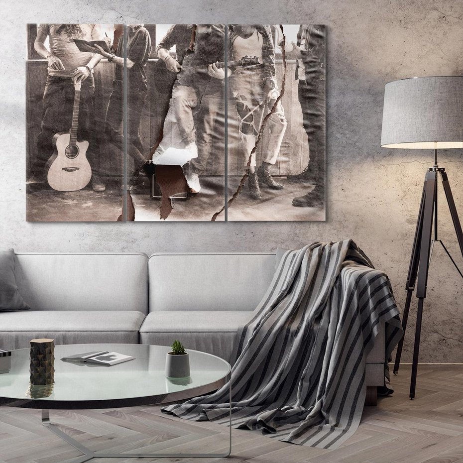 Obraz na płótnie 120x80 - Dźwięki Minionej Ery - postarzona fotografia retro, podarta fotografia