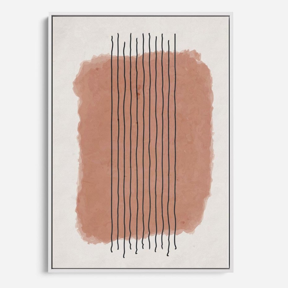 Obraz w ramie 50x70 - Rozmyte Widzenia - abstrakcyjna akwarelowa plama, nieregularne kreski - rama biała