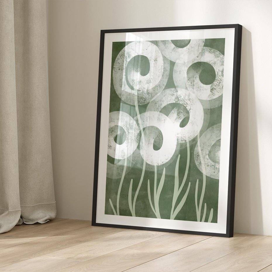 Plakat bez ramy 21x30 - Spokojne Plamy Natury - zielony plakat, roślinne motywy