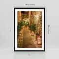 Plakat w ramie 50x70 - Perspektywa Uliczki Miejskiej - uliczka, perspektywa - rama czarna