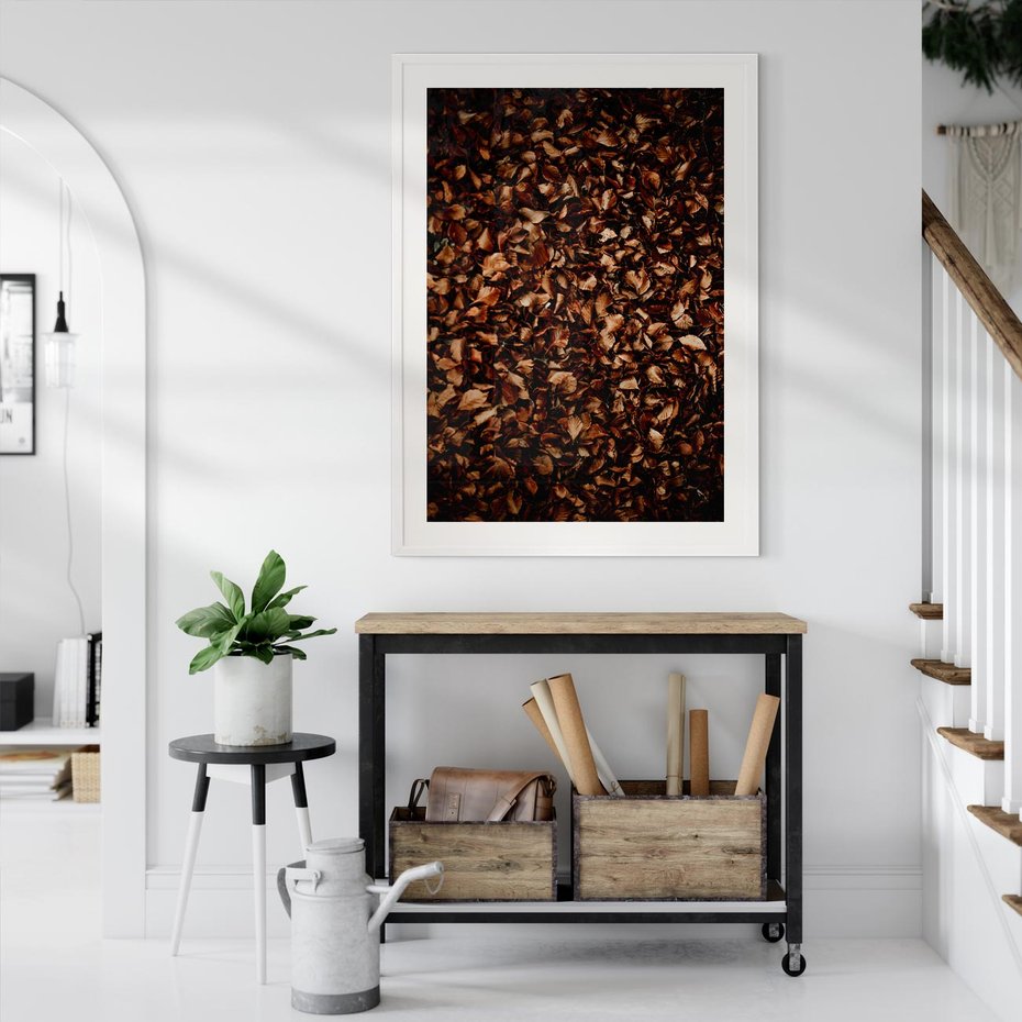 Plakat bez ramy 21x30 - Jesienny Dywan - dywan z suchych liści, jesień