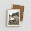 Plakat w ramie 30x40 - Ustronne Chatki w Górach - rustykalne domki w górach, sepia - rama drewno