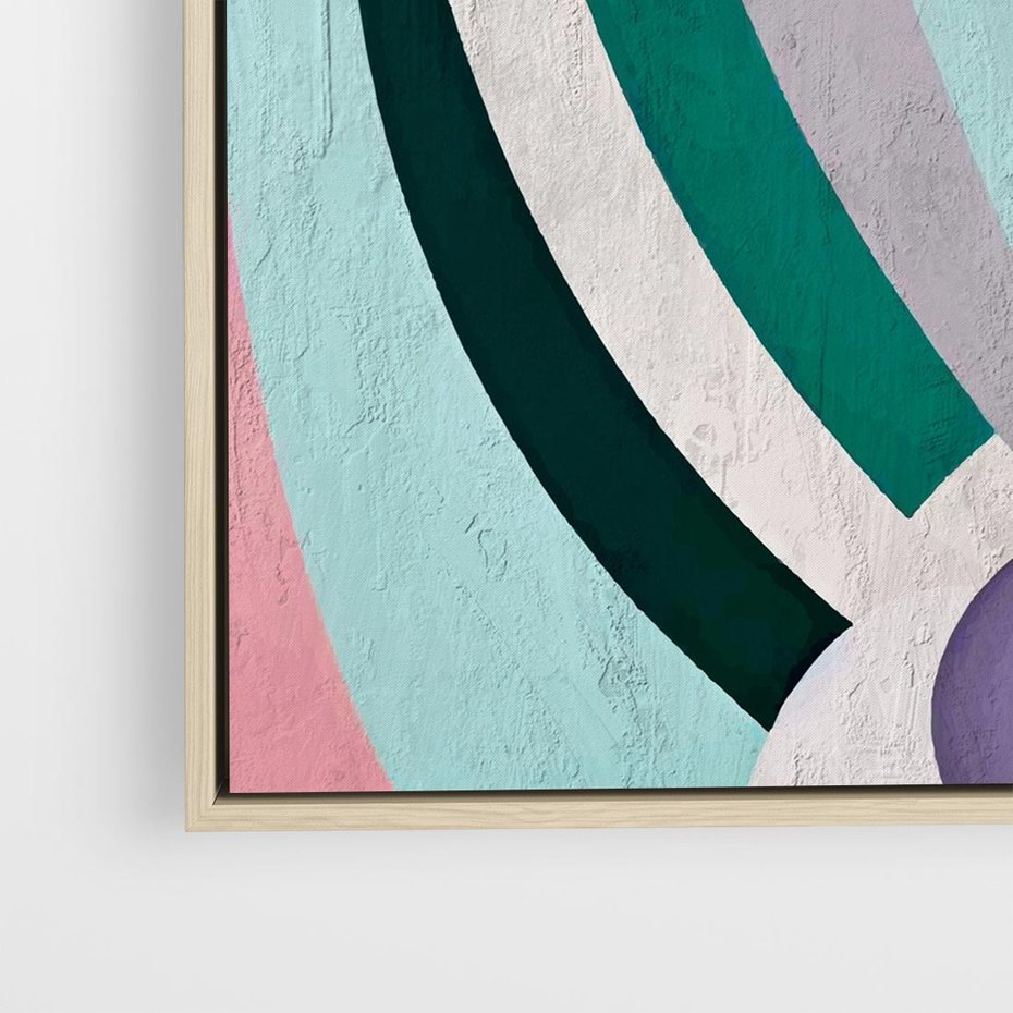 Obraz w ramie 80x80 - Podróżne Echa Przestrzeni - abstrakcyjne dziwne kształty, olejny obraz - rama drewno