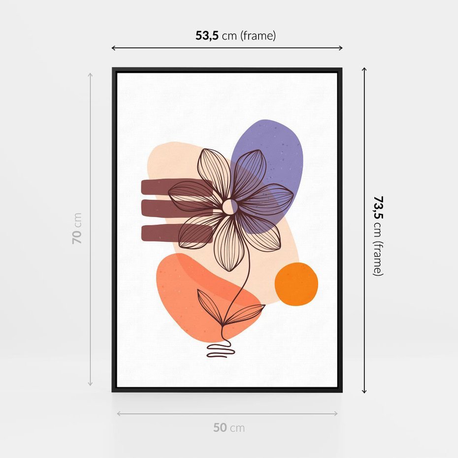 Obraz w ramie 50x70 - Migocące Odbicia Kwiatów - abstrakcyjna sztuka, plamy - rama czarna