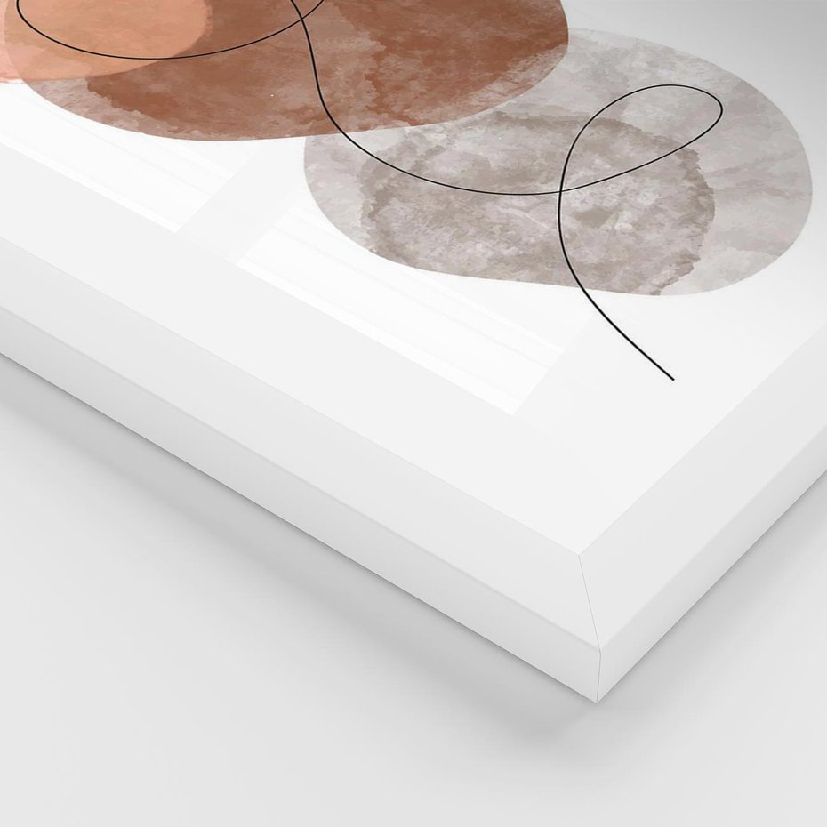 Plakat w ramie 30x40 - Brązowe Akwarelowe Zawirowania - abstrakcja, brązowe akwarelowe plamy - rama biała