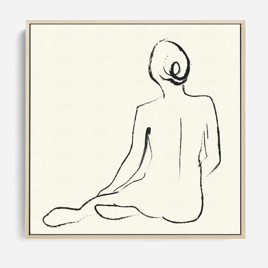 Obraz w ramie 50x50 - Akt w Minimalizmie - kobieta akt, minimalizm - rama drewno