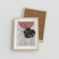 Plakat w ramie 30x40 - Nowoczesna Monstera: Szkic w Grafice - nowoczesna grafika, monstera - rama drewno
