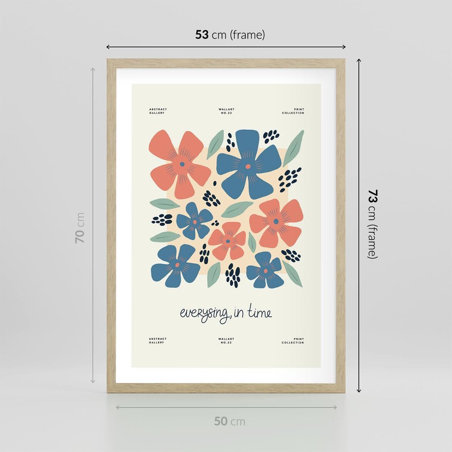 Plakat w ramie 50x70 - Kształtując Marzenia - kwiaty, nowoczesna abstrakcja - rama drewno