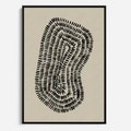Obraz w ramie 70x100 - Nowoczesne Odbicia Wnętrza - boho plakat, czarne kropki kreski - rama czarna