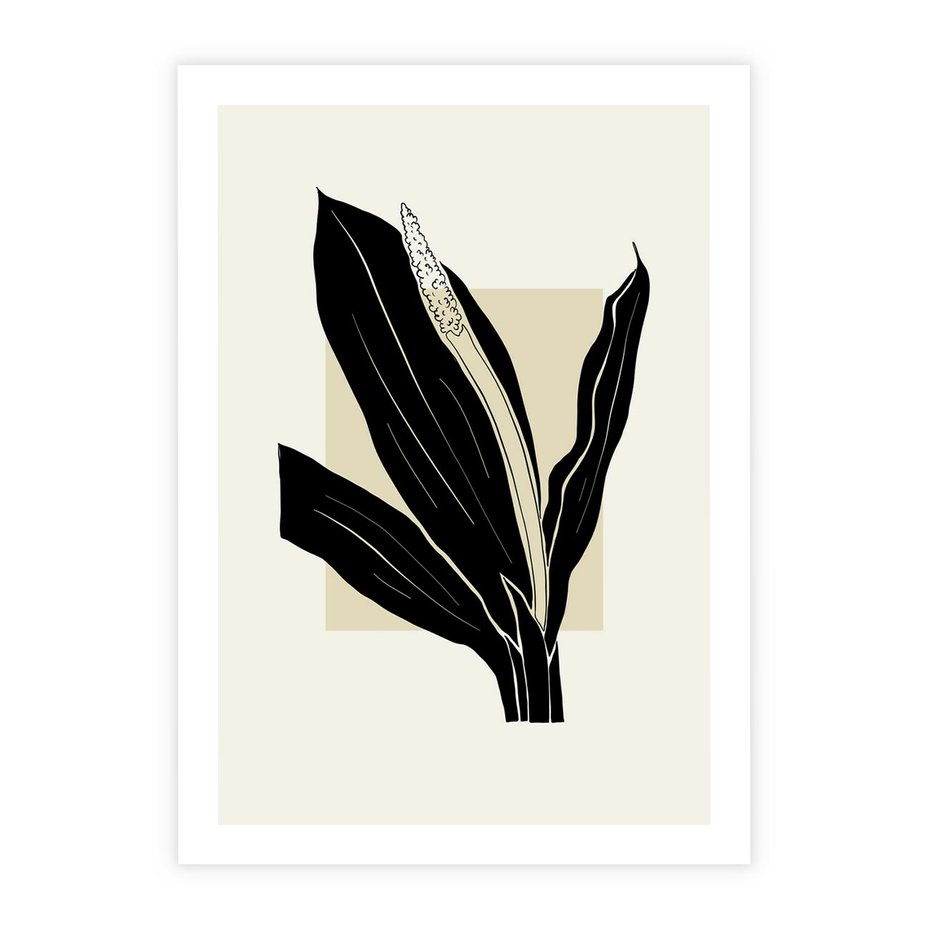 Plakat bez ramy 40x50 - Harmonia liści - minimalistyczny obraz, szkic