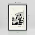 Plakat w ramie 50x70 - Spojrzenia na szkicowaną przeszłość - kwiaty, typografia - rama czarna