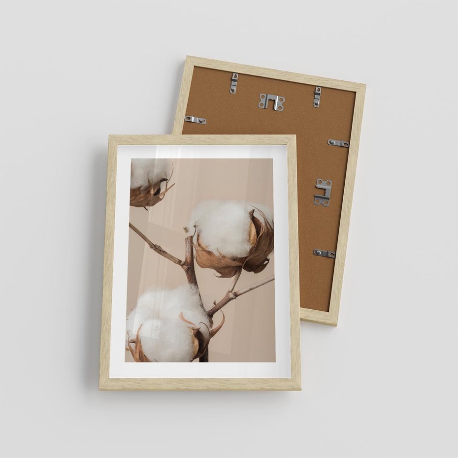 Plakat w ramie 30x40 - Bawełniana melancholia - bawełna, suche - rama drewno