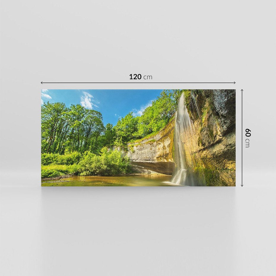 Obraz na płótnie 120x60 - Wodospad: Skały w ruchu - wodospad, las